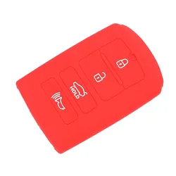 Premium Silicone 4 - Button Car Key Case Holder with Smart Styling (Red)