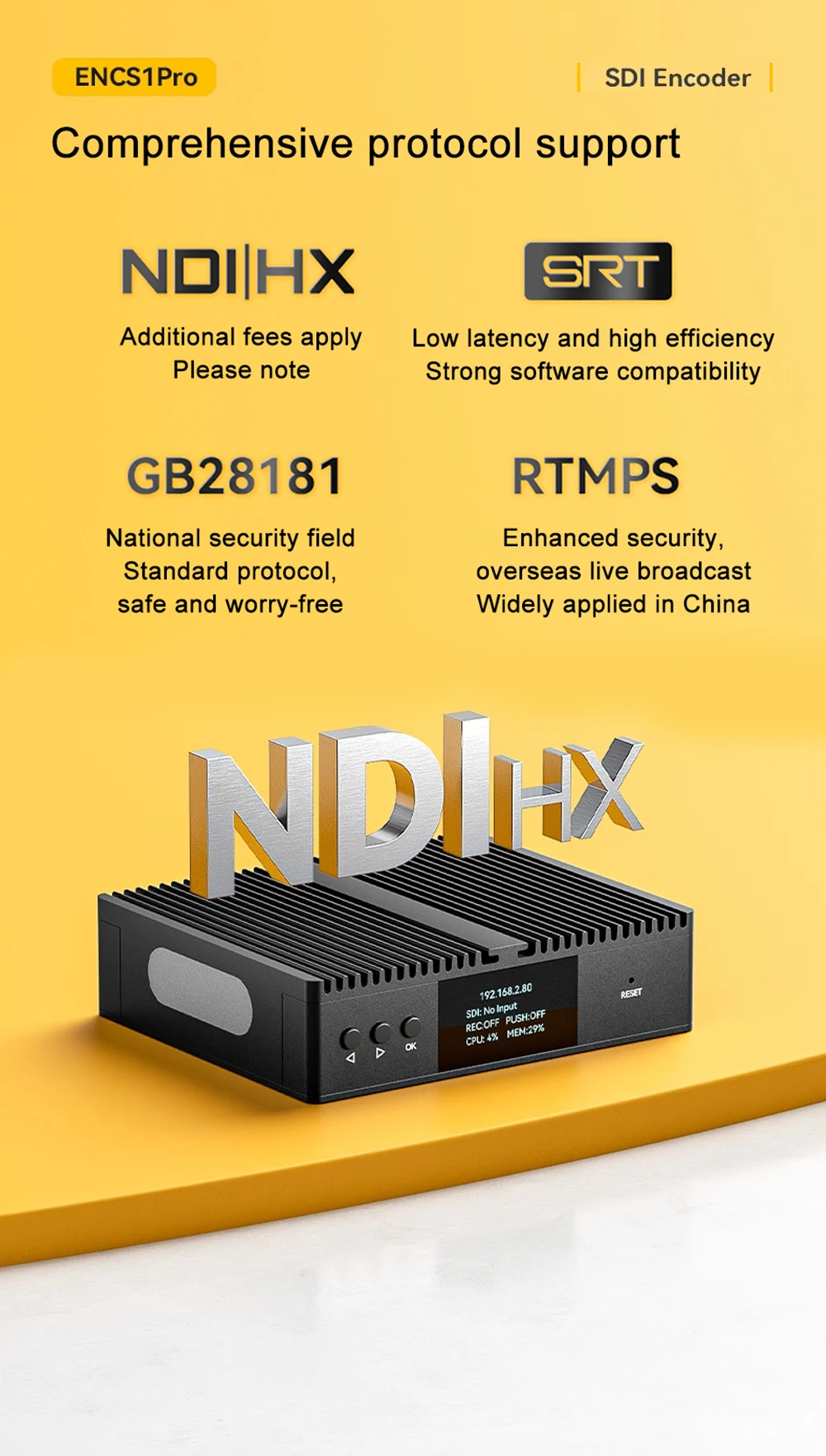 Link Pi ENCS1Pro 12G-SDI Video Codec 4K60 12G SDI Encoder H.265 Live Streaming B