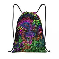 Custom Psychedelic Magic Mushrooms Print Lava Drawstring Bag Women Men Lightweight Sports Gym Storage Backpack 1