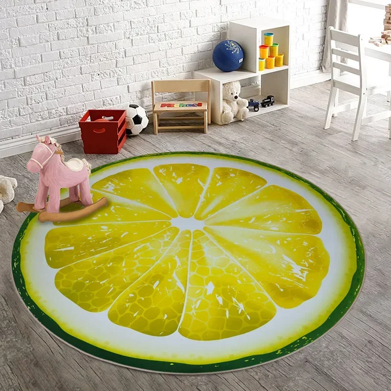 

Round fruit carpet floor cushions the home yellow