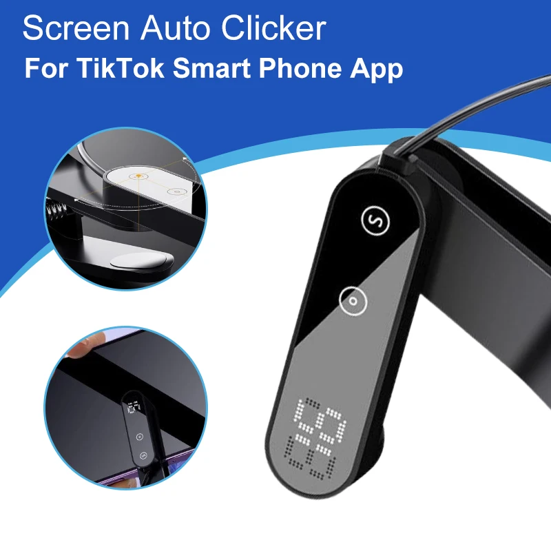 스크린 자동 클릭기, 틱톡 스마트폰 앱 비디오 라이브 스트리밍 화면 터치 삼각대 탭퍼 장치용 시뮬레이션 손가락 클릭