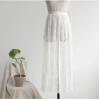 Transparent Sexy Lace Mesh Skirt Elastic High Waist Black White Tulle  Mini Skirts Womens Skirt  Korean Fashion - Image 2