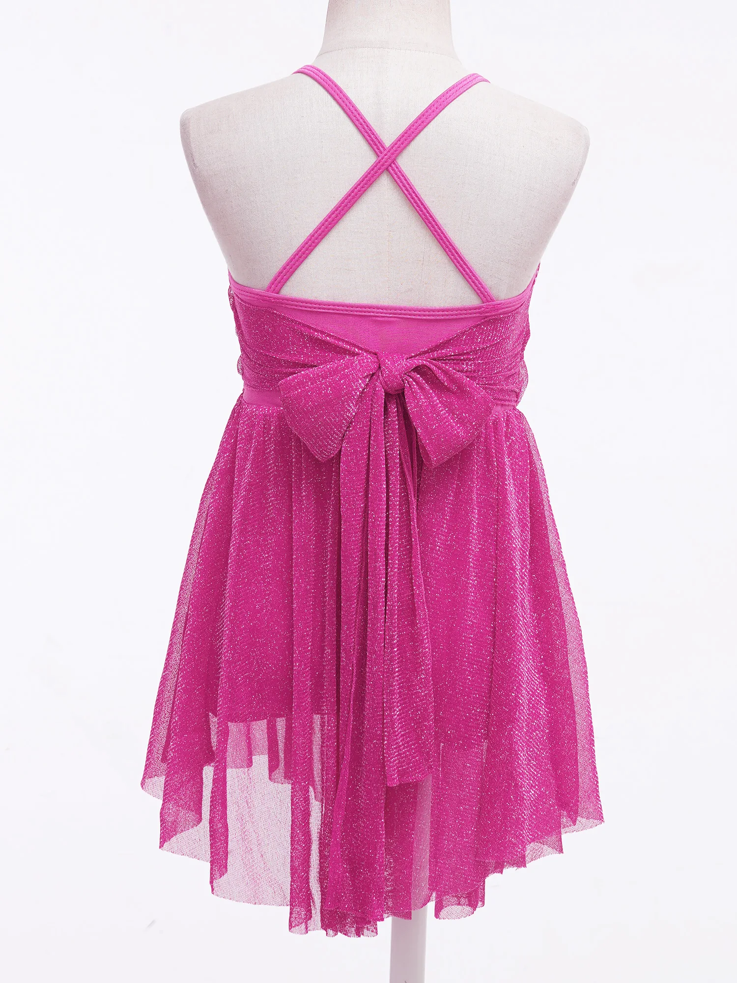 Dance dress dance bodysuit kids girls glittery mesh spaghetti shoulder straps ballet Latin dance gymnastics leotard dress bodysuit stage performance