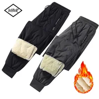Winter Sweatwear Men Plush Thick Fleece Sweatpant Waterproof Windproof Warm Cotton Pants Lambswool Thermal Trousers Casual Pants