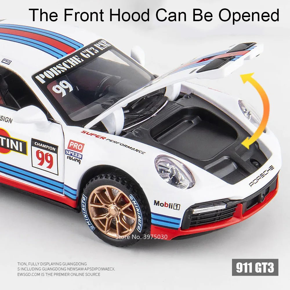 Die-Cast 1:32 Scale Porsche Supercar Toy with Light and Sound
