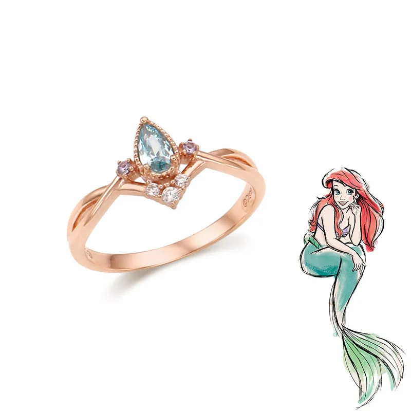 Disney Princess Ring Biancaneve Cenerentola La Sirenetta Incantata Clear Cz Finger Ring Per Le Donne Fidanzamento Di Nozze Jewely