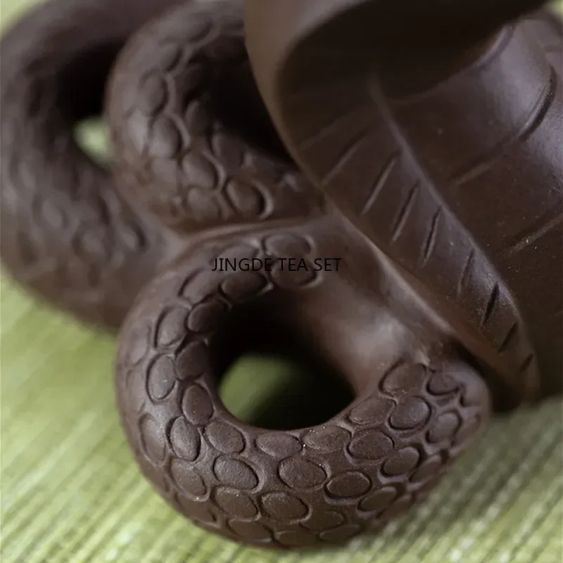 Yixing Yixing Purple Clay Tea Pet Handmade Zodiac Snake Tea Carving Crafts Home Tea Set Decoration Ornaments