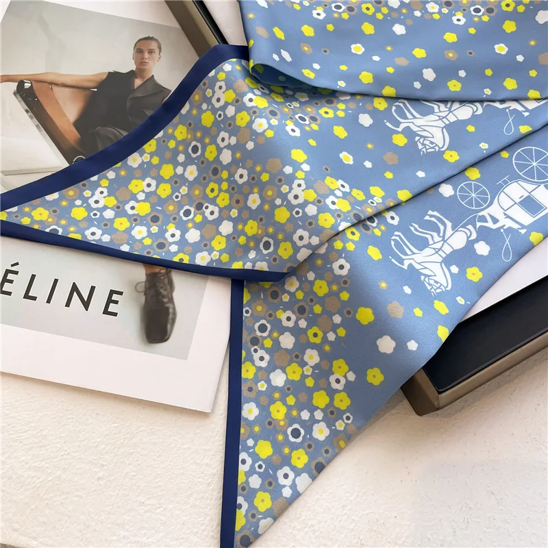 S940bbe58853d4e66a40bbe8d91747290T Fashion Headbands Silk Neck Scarves For Women Long Hairband Print Bag Scarfs Neckerchief Hair Ribbons Tie Scarf Ladies 14x145cm Mallzona