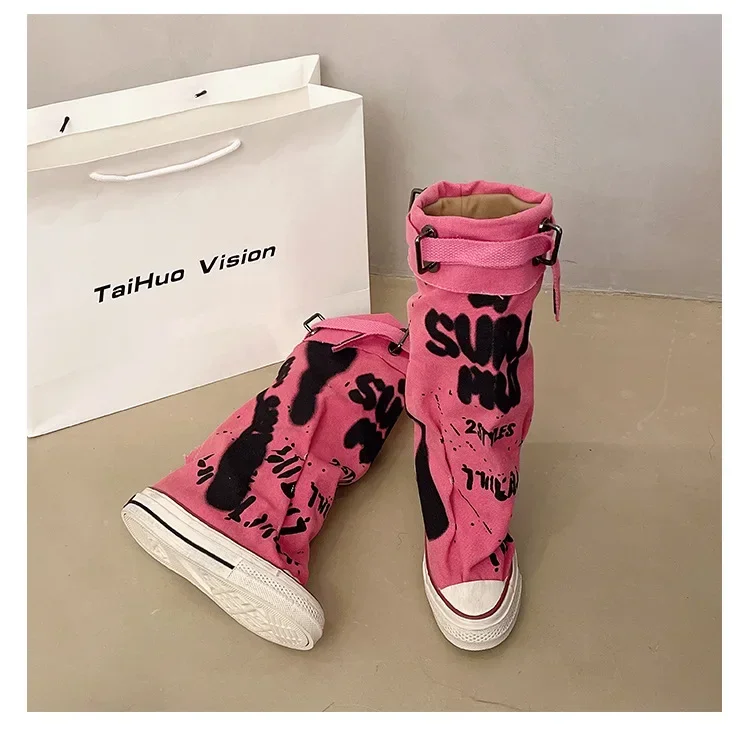 Graffiti Mid Calf Canvas Shoes 40