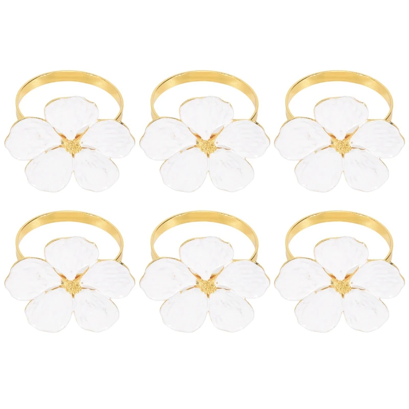 

Napkin Rings Set Of 6 Napkin Rings Holders White Flowers Napkin Buckles Elegant Napkin Holders For Dinner Table