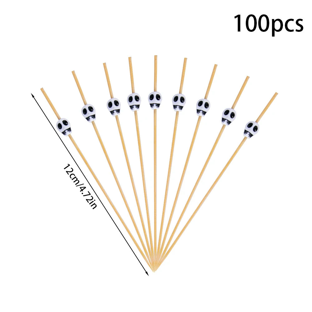 120 Count Halloween Skull Cocktail Picks - Wooden Toothpicks For Drinks, Appetizers, Party Decor - View #4