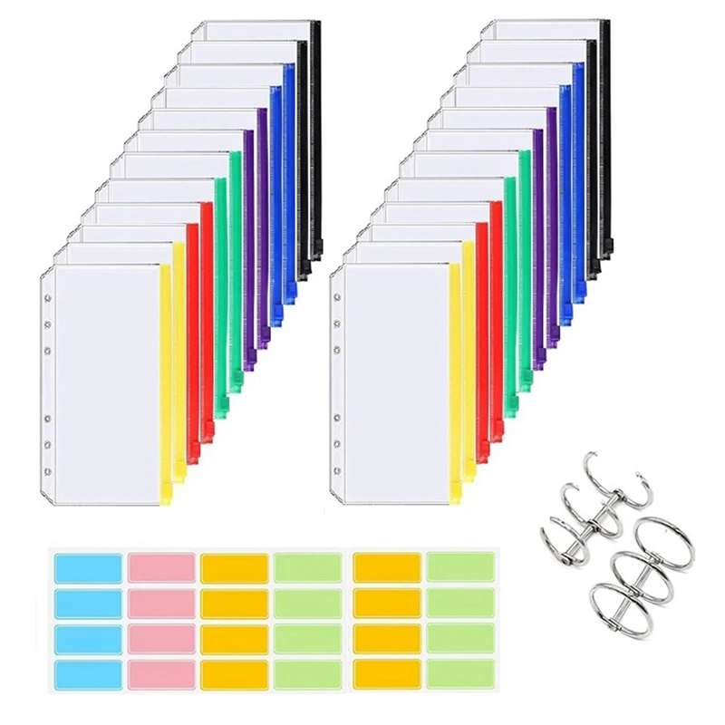 A85Q-24PCS A6 Size Waterproof Pouch Circular Knitting Needle Pouches Zipper Folders For Cable Knitting Needles Storage