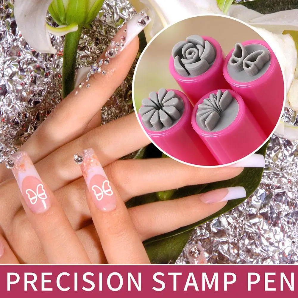 26pcs Nail Art Stamp Pen Set Floral Butterfly Pattern Nail Graffiti Pen Flower Painting Drawing Nail Brush Stamp Pen Manicure To 3
