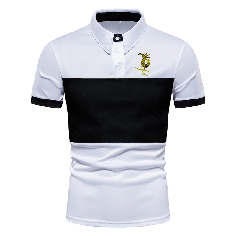 

HDDHDHH Brand Print Black and White Contrast Color Simple Polo Shirt Short Sleeve Men's Summer T-Shirt Lapel Shirt