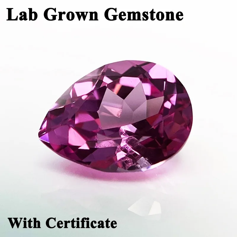 

Lab Grown Sapphire Pink Color Pear Shape Charm Beads for DIY Jewelry Making Rings Necklace Materials Selectable AGL Certificate