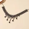 Collier Punk gothique en dentelle noire pour femmes, fleur en cristal, mode cuir noir velours, court et Sexy, ras du cou, bijoux