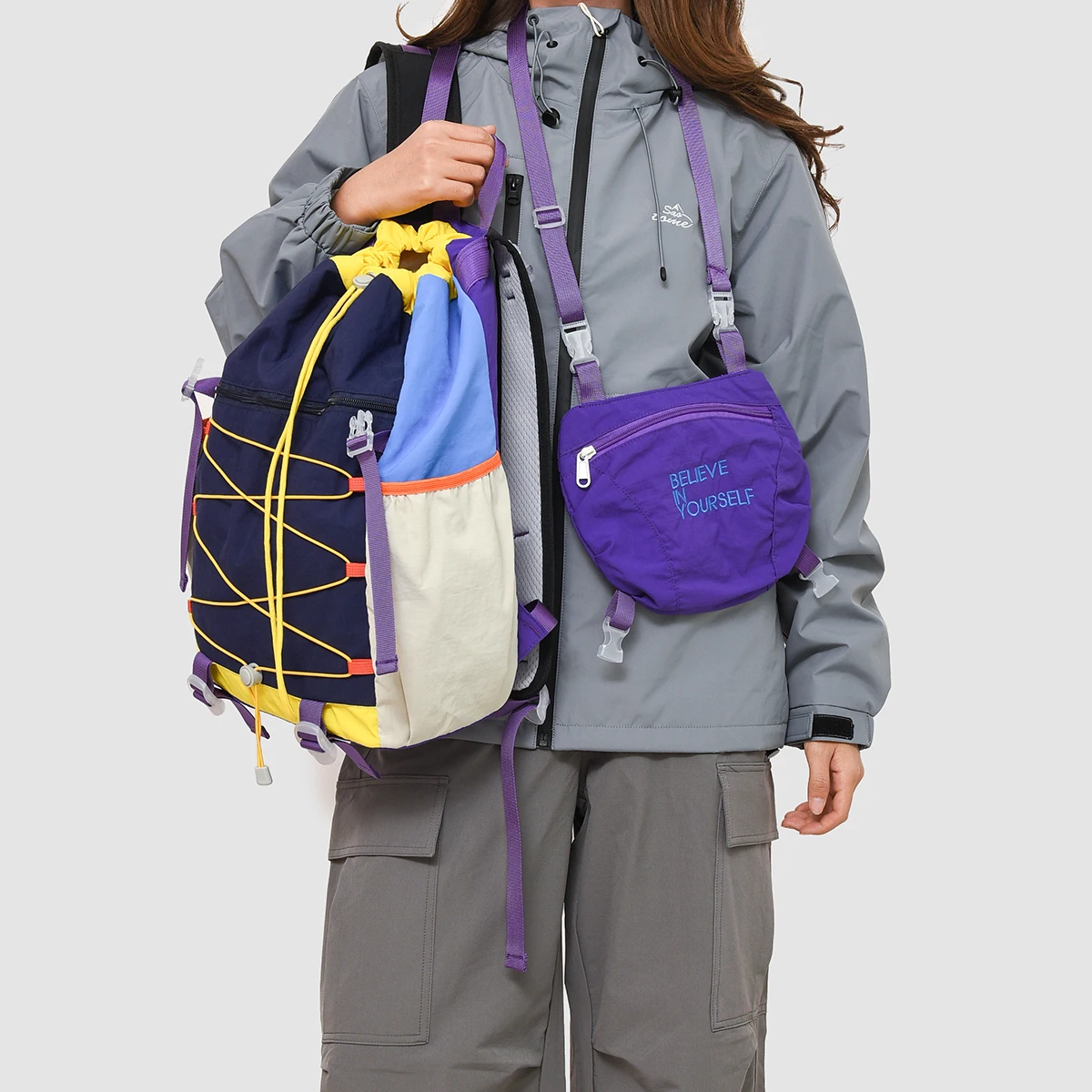 Backpack for Women, Lightweight Travel, New Style, Commuter Student School Bag, Large Capacity Travel Backpack, Drawstring Shoulder Bag, Crossbody Bag, Outdoor Sports, Hiking