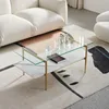 Tadio Glass Coffee Table, Double Layer Glass Coffee Table for Living Space,  Ultra Clear Glass Top,L41"x W21"x L17" 1