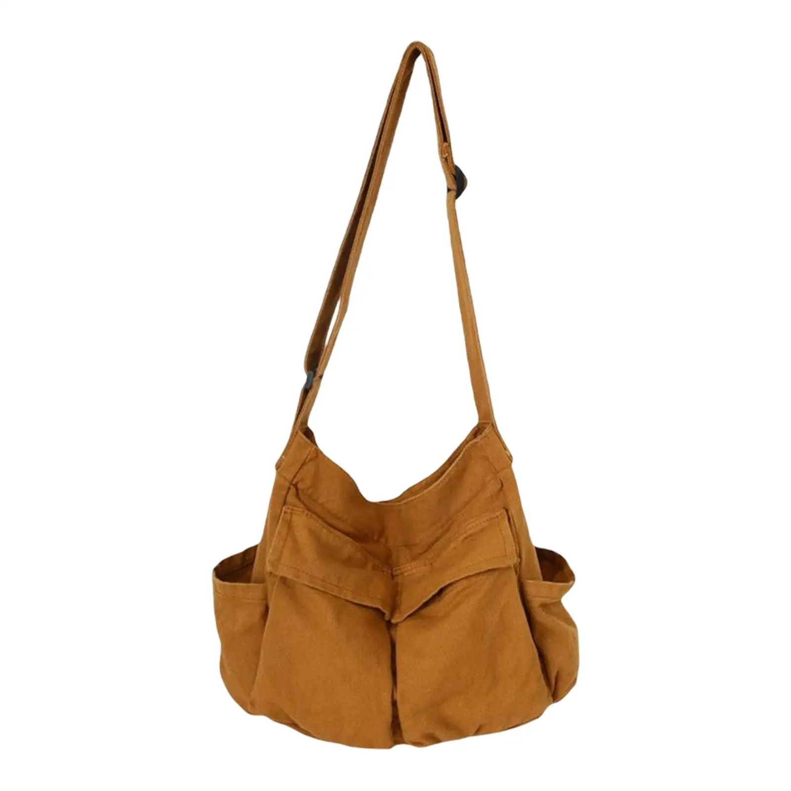 Large Capacity Shoulder Bag Zipper Side Pockets Canvas Tote Satchel Soft Casual Fatchels Handbag Fashion for Girl