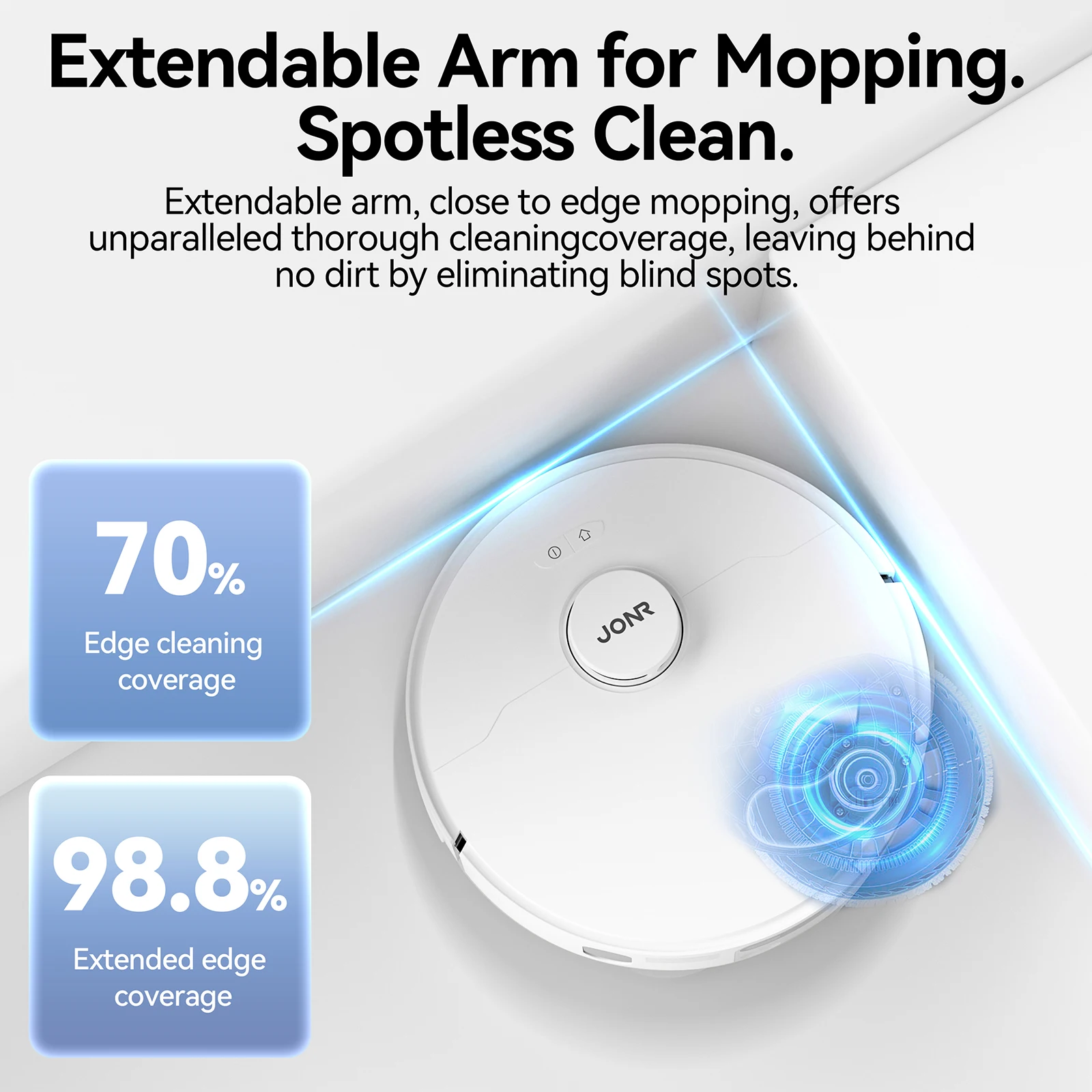 JONR T5 Pro 8150 Pa Aspirateur Robot - Aspirateur Automatique, Robot Aspirateur Laveur Sans Fil, Aspirateur Robot Poil Animaux Avec Mope, Séchage Air Chaud, Brosse Anti-Enchevêtrement, Blanc