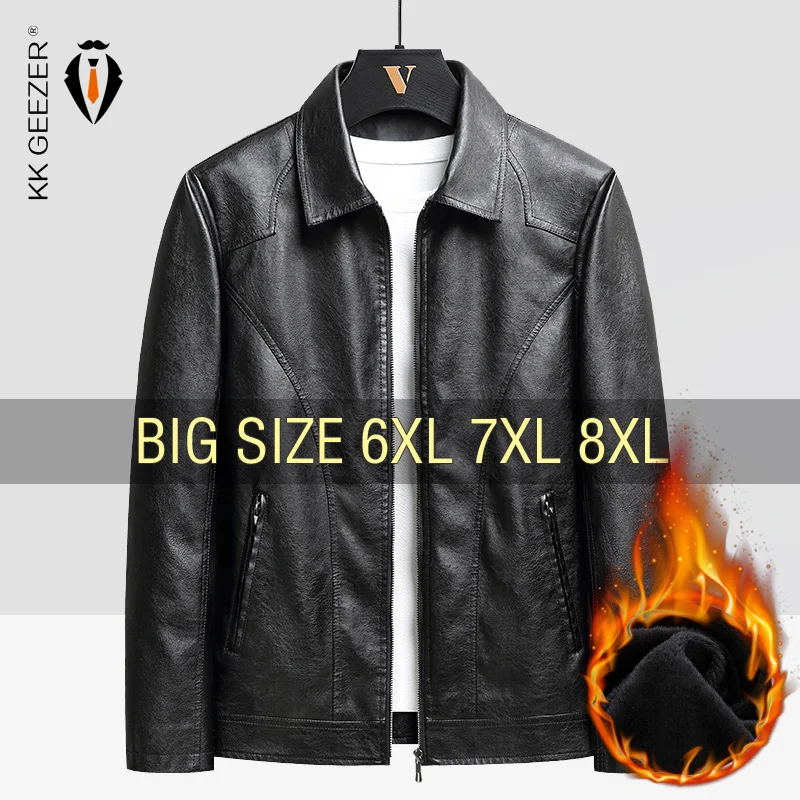 Leather Jacket Men Coats Plus Size 6XL 7XL 8XL leather jackets