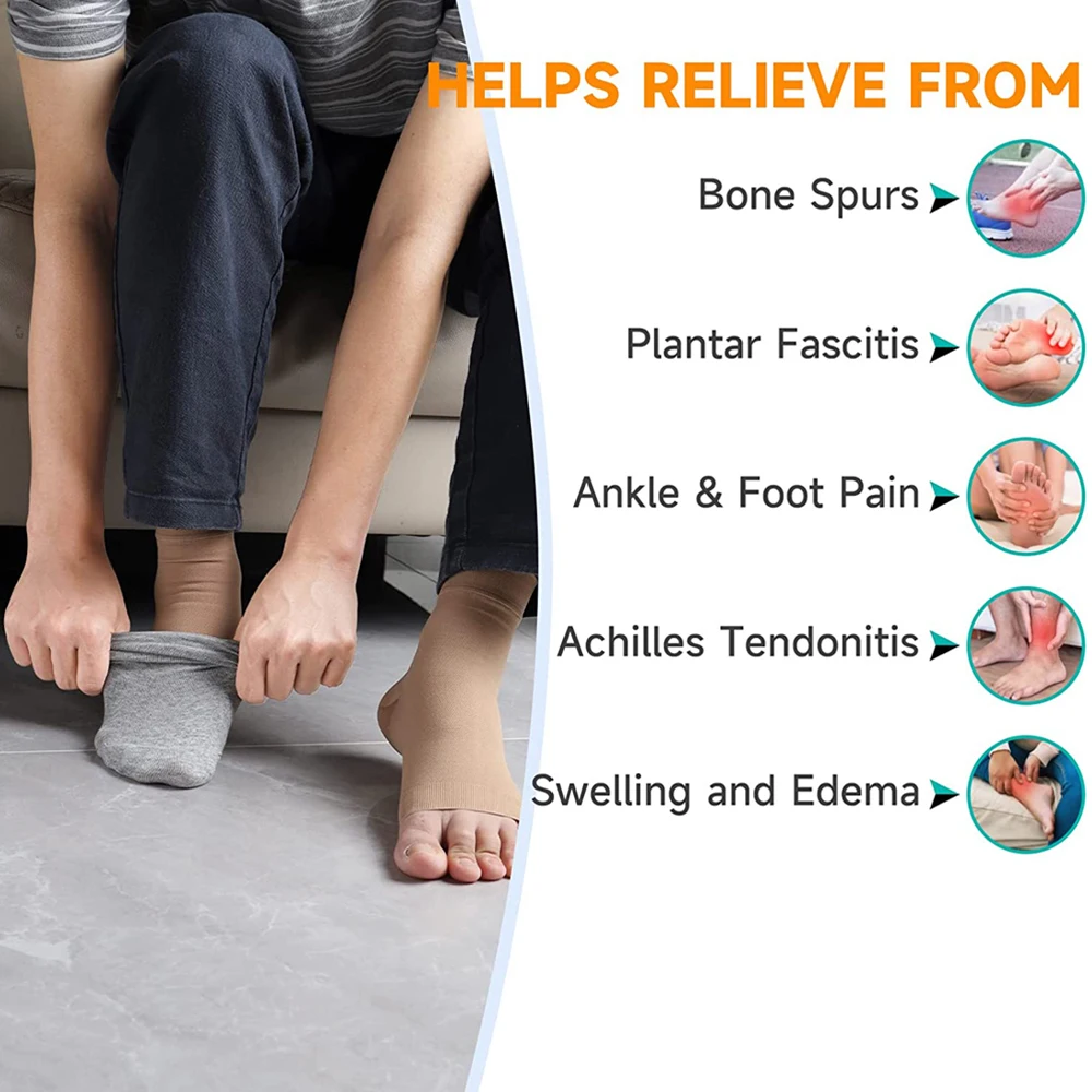 Plantar Fasciitis Socks Sleeves 20-30mmHg Compression Socks for Ankle Support Injury Recovery Eases Swelling Women Men 1 Pair ankle socks ankle support compression socks