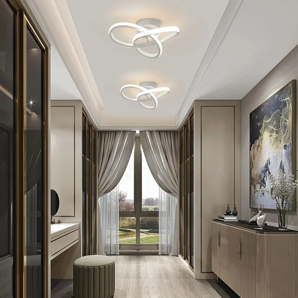 White Modern Household Led Ceiling Light Semi Flush Mount Ceiling Lamps for Bedroom Foyer Study Corridor Indoor Light Fixture