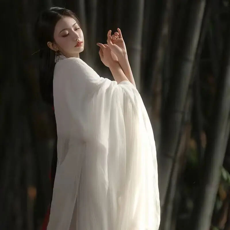 Robe Hanfu blanche pour femme, costume de cosplay de prairie chinoise, robe d'été pour femme, grande taille, nickel é d'Halloween, 2023