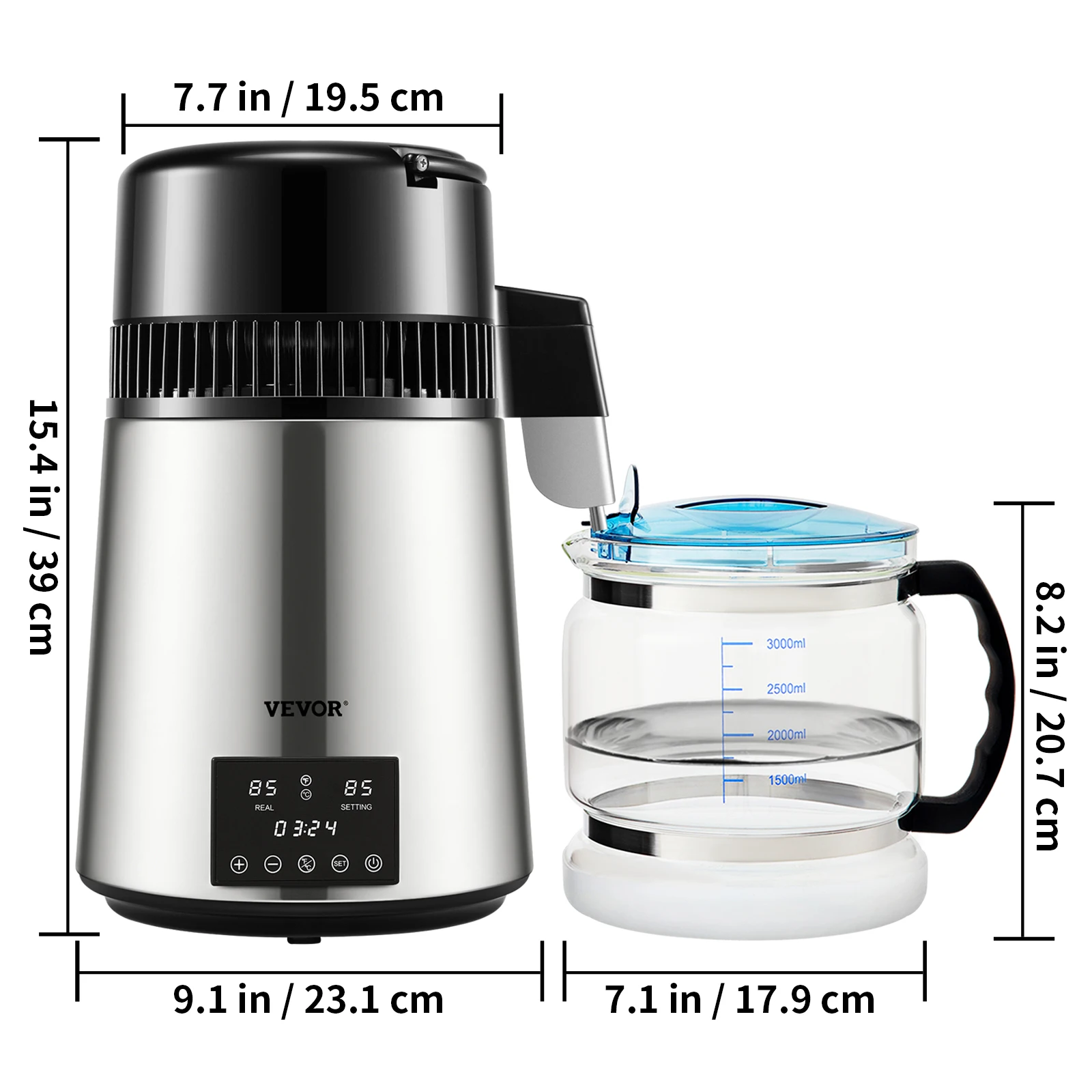 SucceBuy 4L Water Distiller Purifier Filter Dispenser Drink Bottle Softener Dual Temp Display Overheat Protection Home Appliance 6