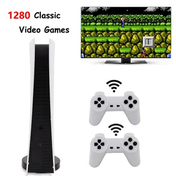 NUOVA stazione di gioco 5 TV Console per videogiochi wireless 1280 giochi classici integrati Mini lettore di giochi retrò Supporto uscita Av 1