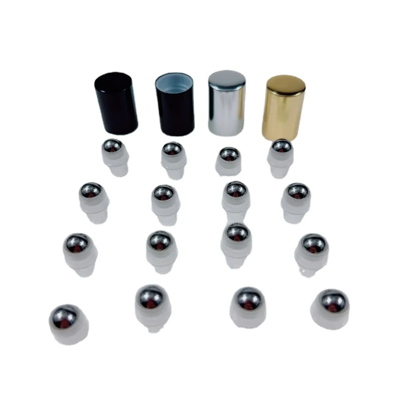 

50pcs Aluminium Lids Stainless Steel Roller Balls Fits 13mm Bottle Roll on Bottles Replaces Roller Tops with Metal Balls