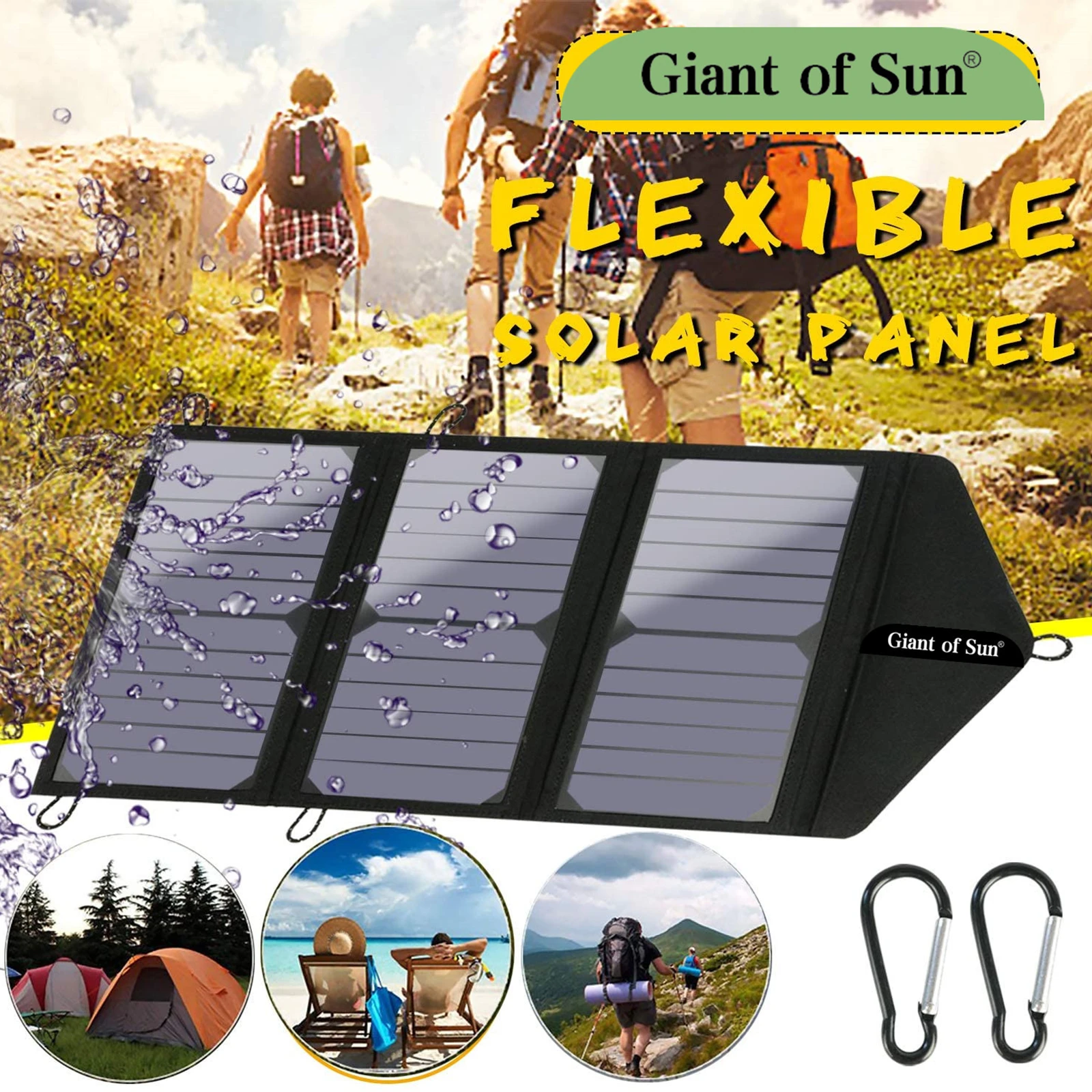 30w Portable Solar Panel Charger Monocrystalline Silicon 5v21v Dc Qc3