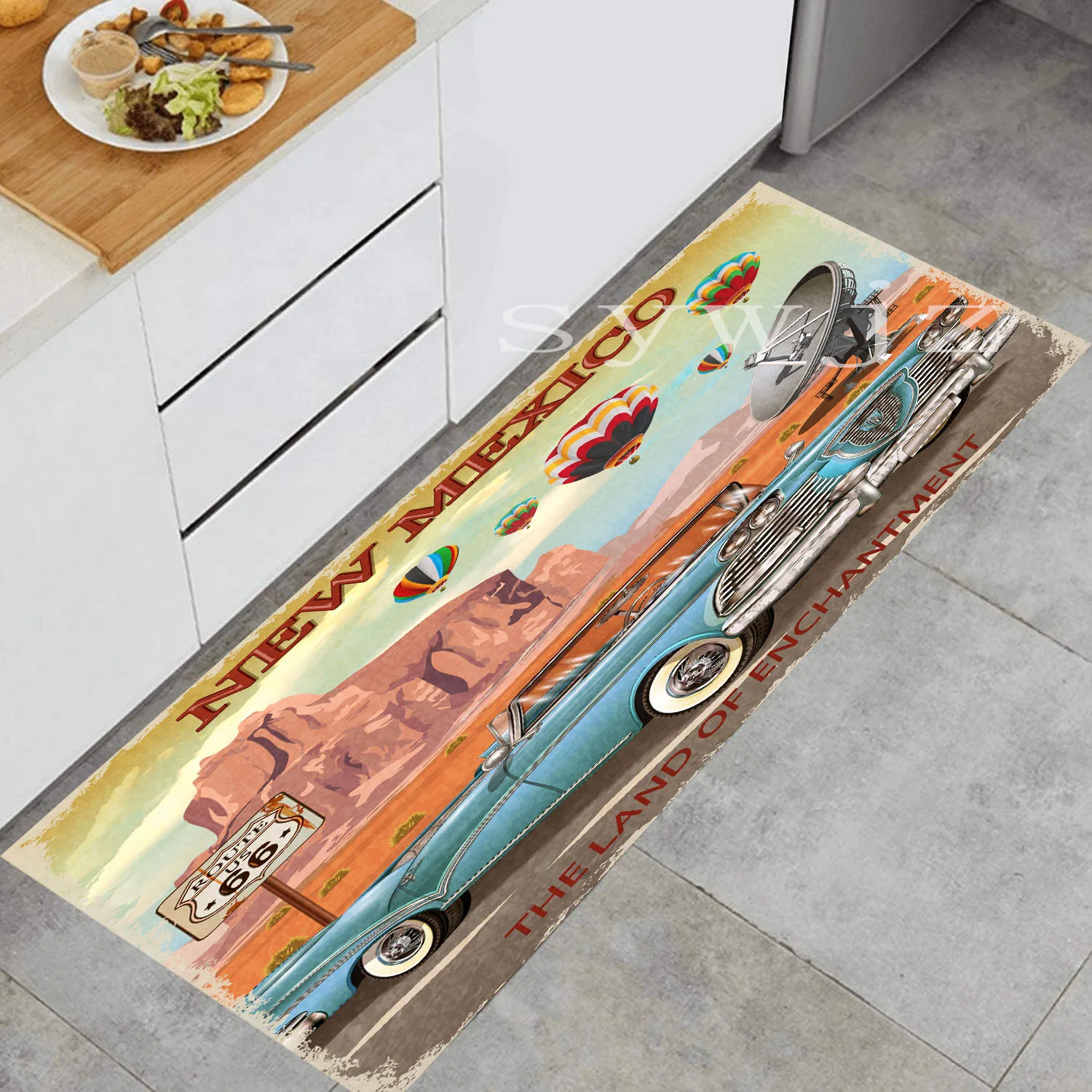 Route 66 Design Kitchen Floor Mat Entrance Doormat Home Decor Carpet Living Room Bedroom Rugs Anti-slip Bath Mat