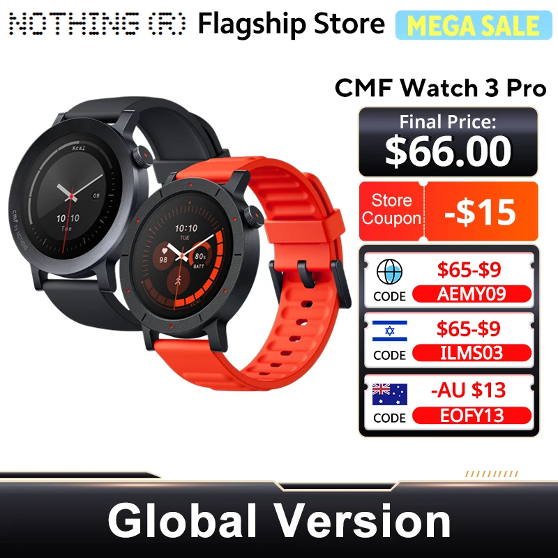 Nothing CMF Watch 3 Pro Global Version 1.43"AMOLED Dual-Band GPS Bluetooth Call smartwatch 131 Sports modes Blood Oxygen Monitor