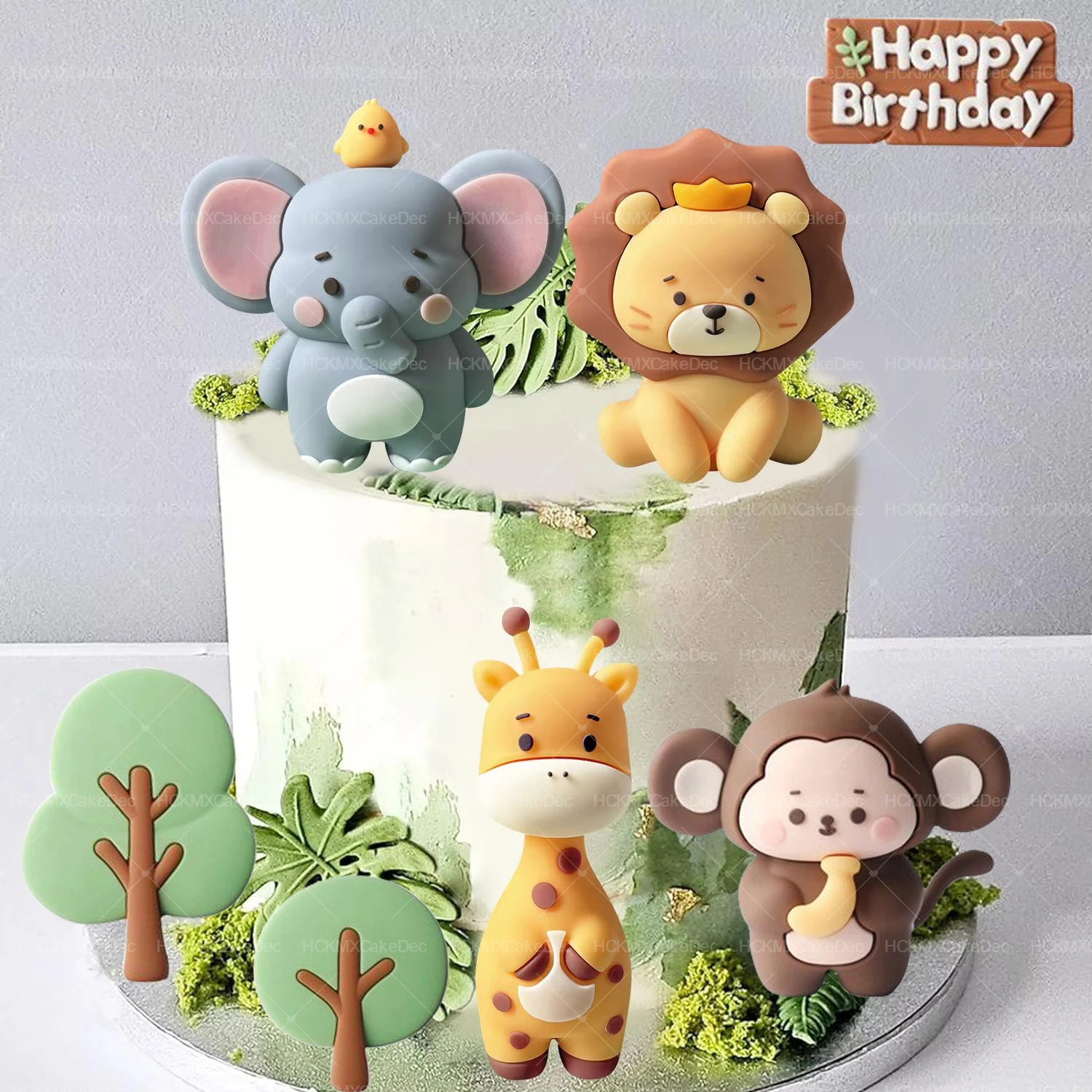 Neuer Safari-Kuchenaufsatz, wilde Tiere, Löwe, Elefant, Giraffe, Kuchen, Dschungeltiere, wilder Tortenaufsatz, Geburtstagsparty-Dekoration