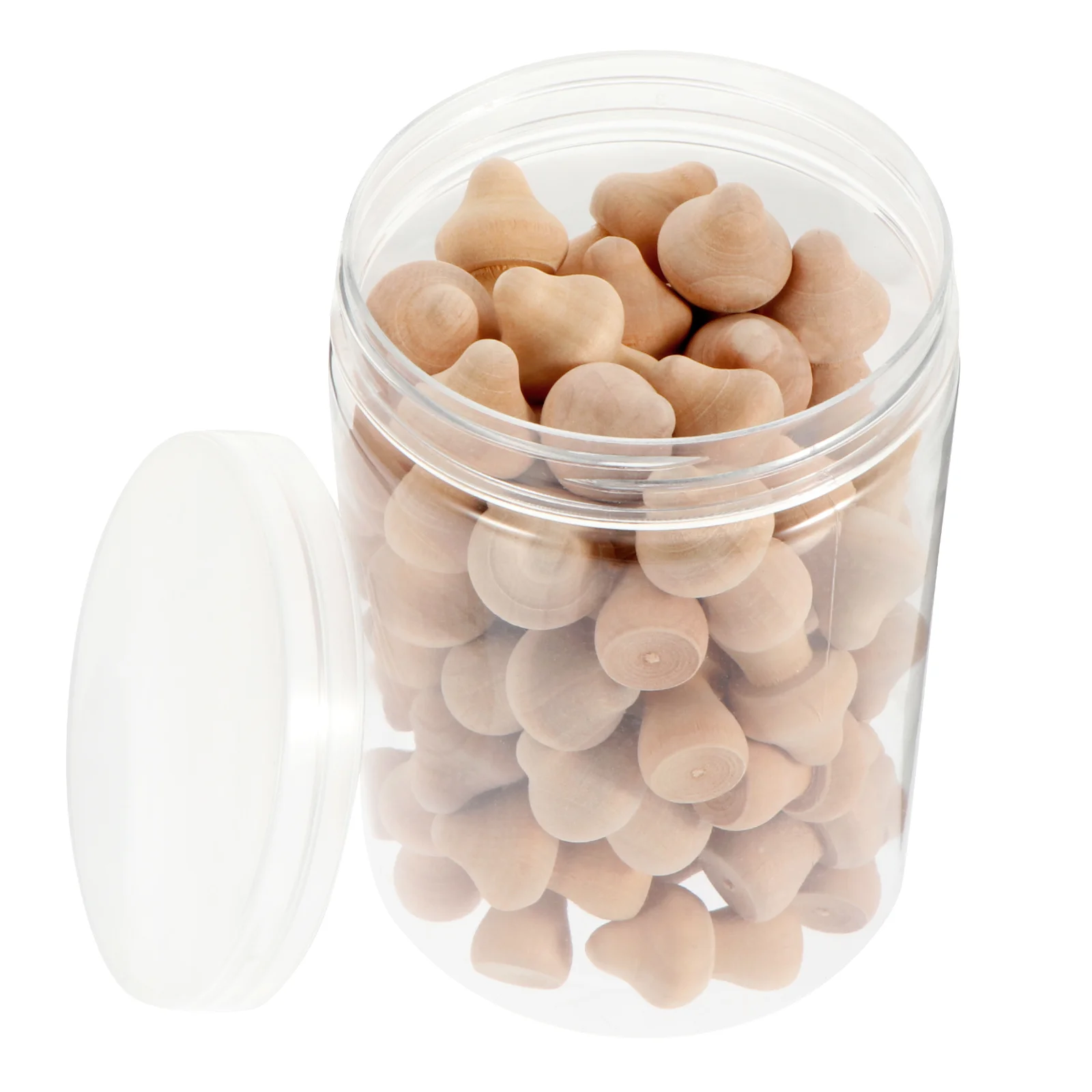 

60 Pcs Decorate Woody Mushroom Child Toy Wooden Peg Dolls Unfinished Children Craft