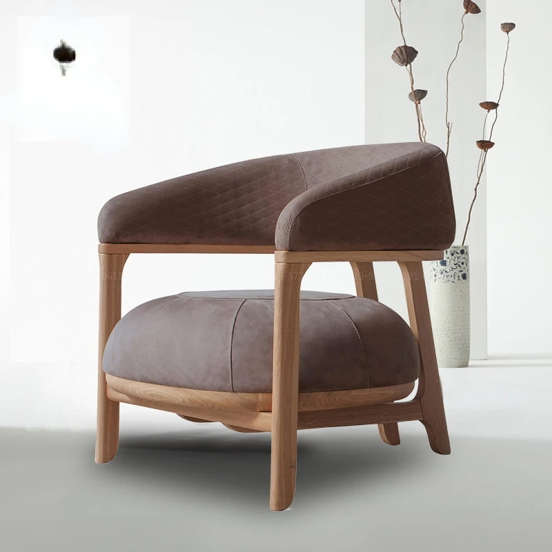 

The product can be customized. New Chinese Zen sofa chair B&B club villa model room walnut leisure single chair desi