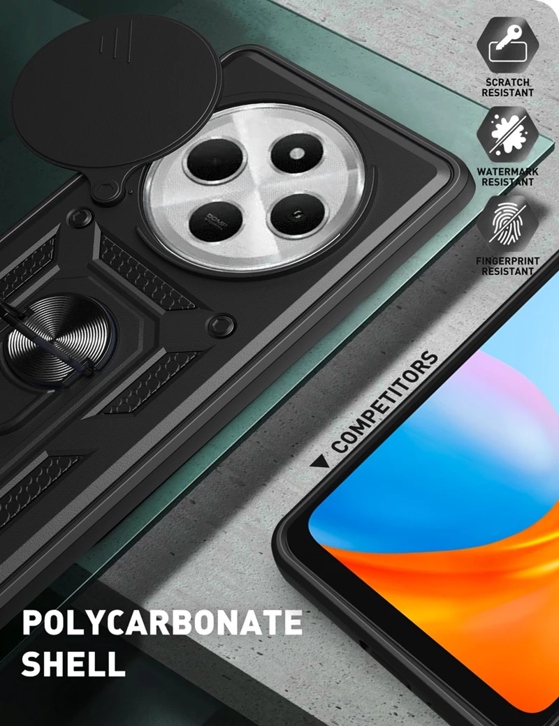 Shockproof Phone Case With Ring Stand And Camera Slide For Poco C75_voghion.com