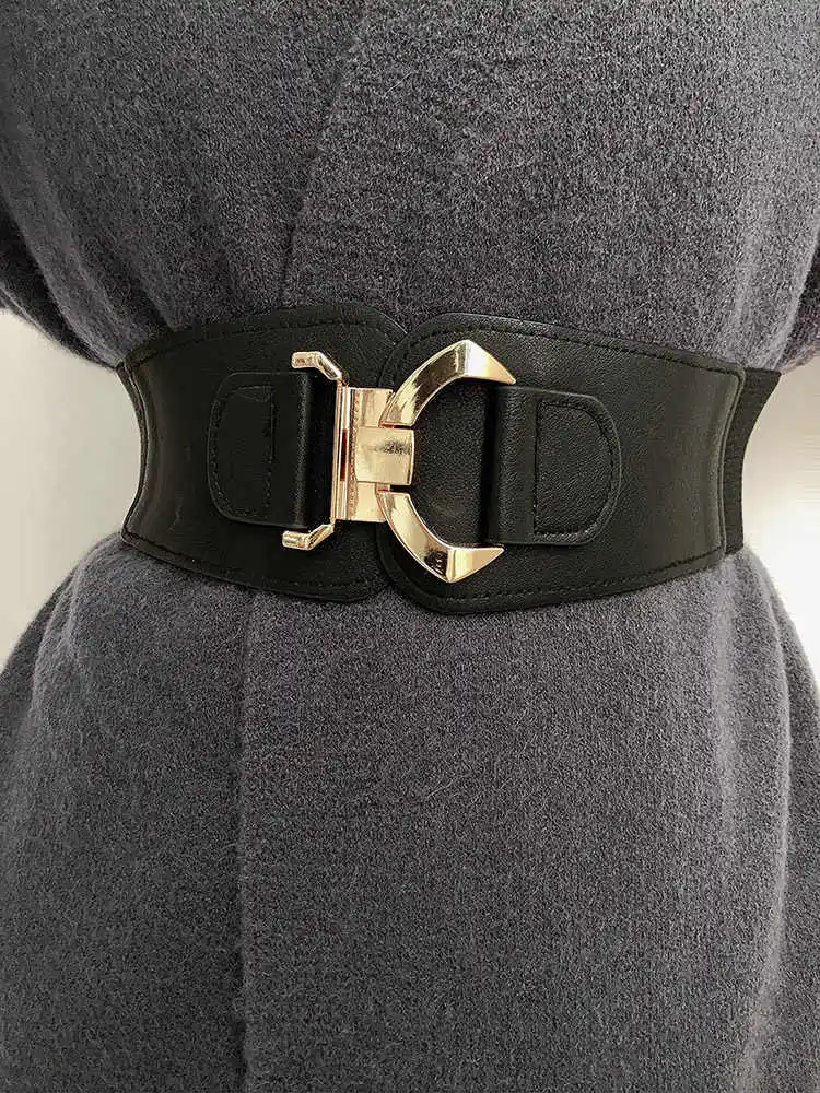 Women's Korean Retro Elastic Adjustable Decorative Waist Cincher Versatile Wide Belt
