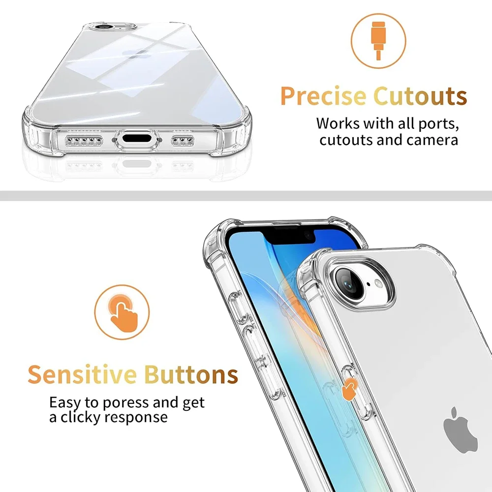 Luxury Shockproof Silicone Soft Case with Thin Clear Back - Transparent Shell Coque