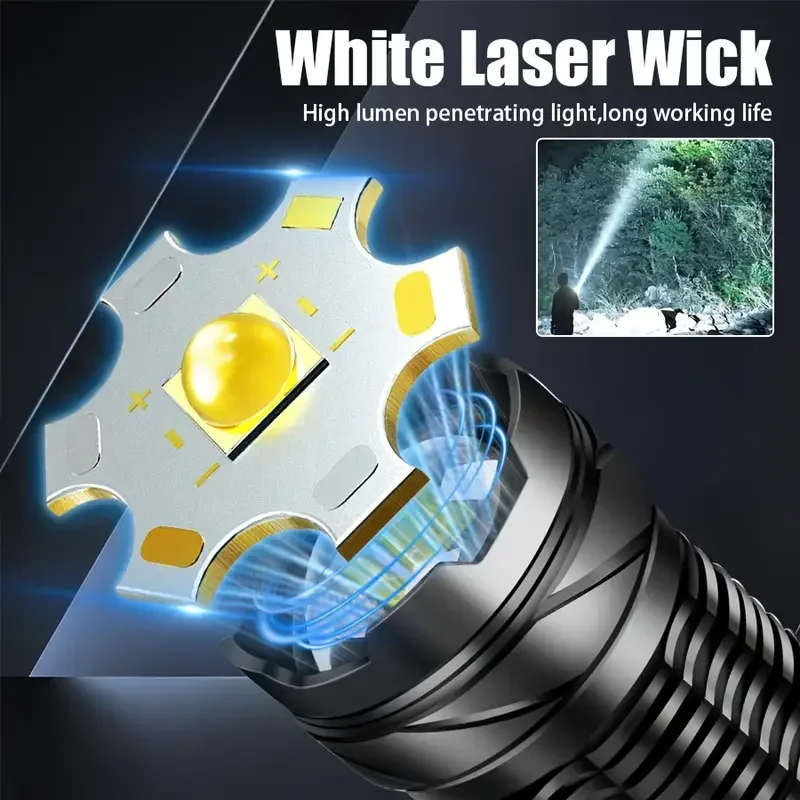 Hohe Starke Leistung Led Taschenlampen Taktische Flash Licht Taschenlampe Ultra Helle Lampe USB Lade Camping Angeln Defensa Zoom Laterne – Detail 15