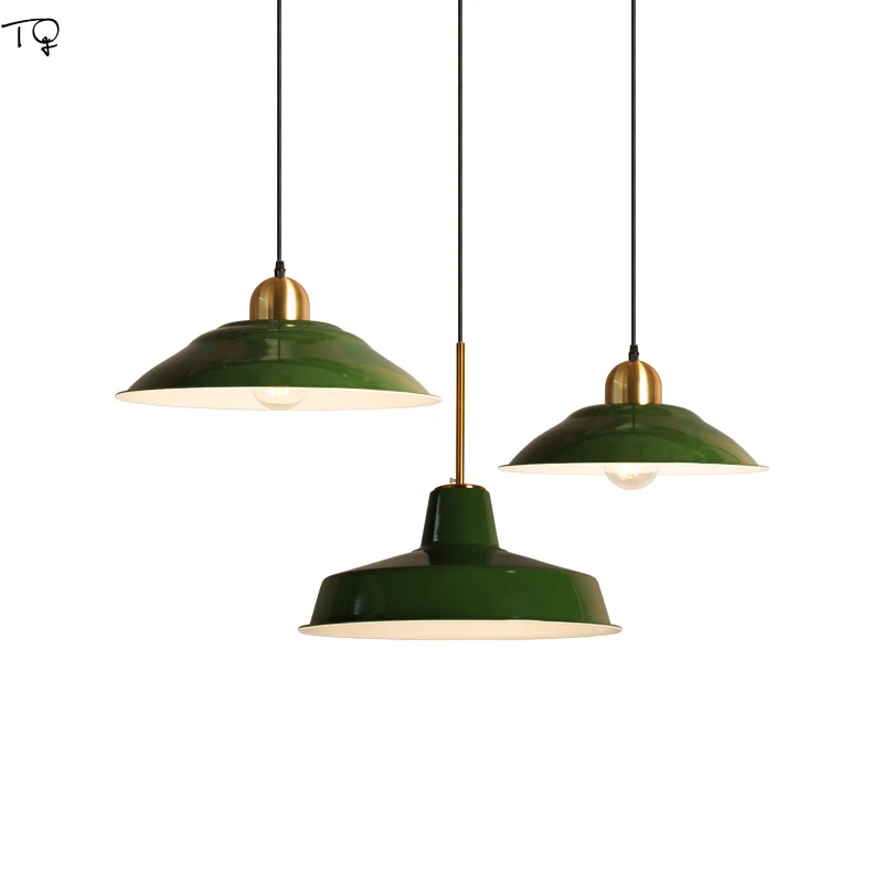 

Vintage Retro Industrial Porcelain Enamels Pendant Light LED E27 Post Green Lampshade Home Decor Restaurant Kitchen Dining Room