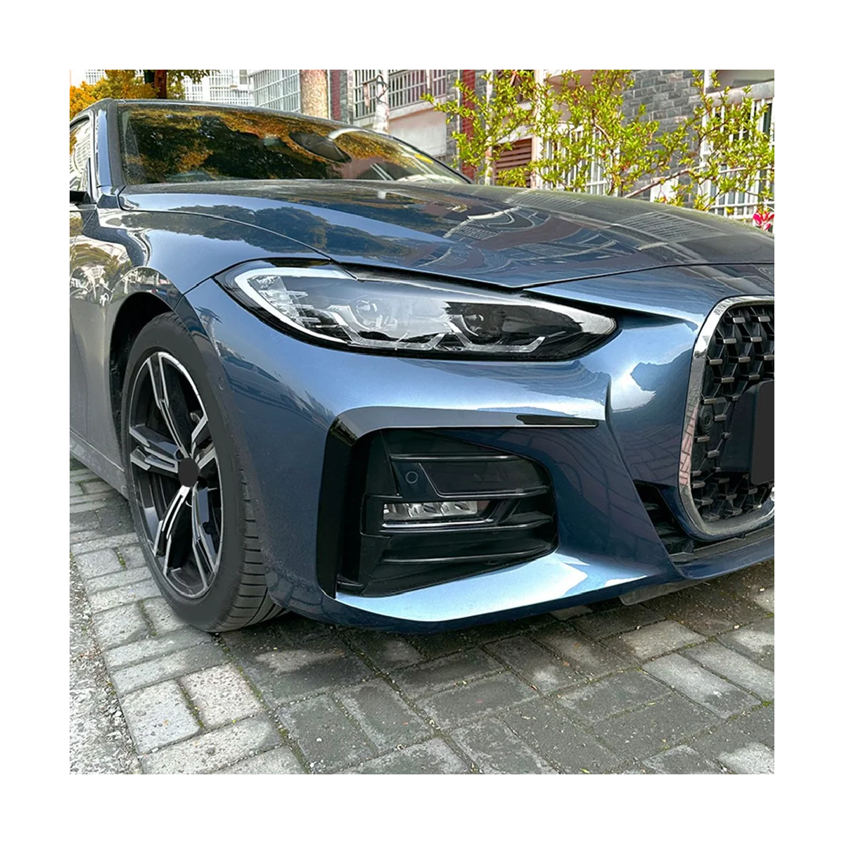 Car Bright Black Front Fog Light Trim Bezel Cover Trim Stickers for BMW 4 Series G22 G23 G26 M Sport -