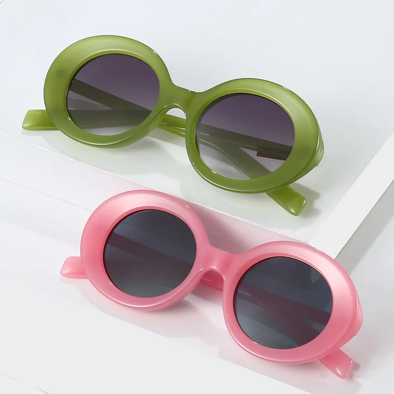 

Fashion Jelly Color Oval Sunglasses for Women UV400 Shades Sun Glasses Men Vintage Brand Designer Gradient Eyewear