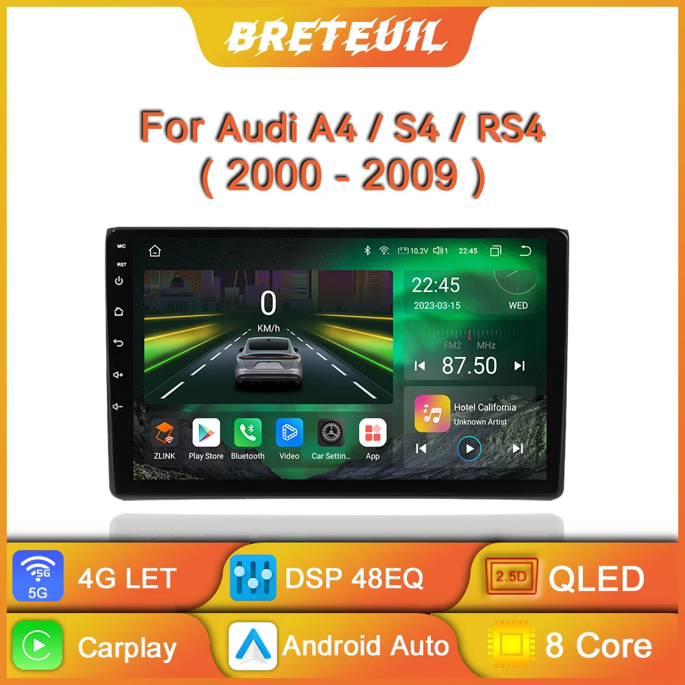 

Автомагнитола 2 Din для Audi A4 B6 S4 RS4 B6 B7 SEAT Exeo 2002 2003 2004 2005 2006 2007 2008 2009 Android, мультимедийный плеер с GPS-навигацией Carplay