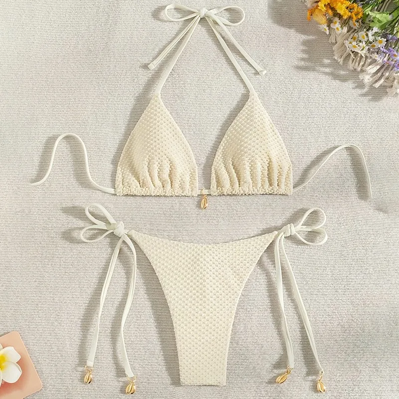2026 Textured Halter Bikini - Fabric and fit detail