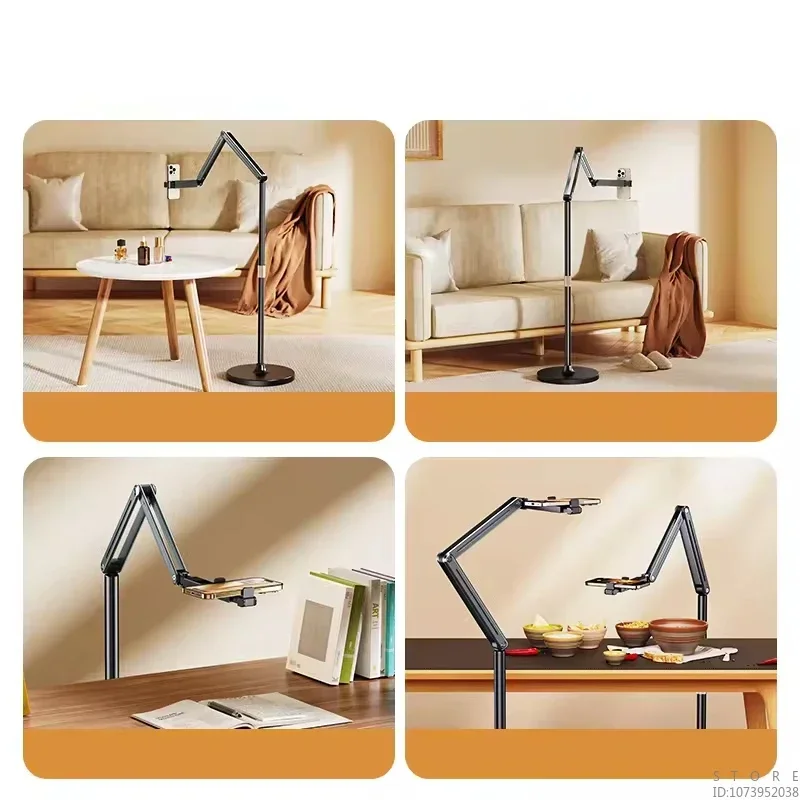 Dual Head Mobile Phone Holder for Lazy People, Suitable for Flat Bed Head, Floor Folding and Telescopic Mobile Phone Holder