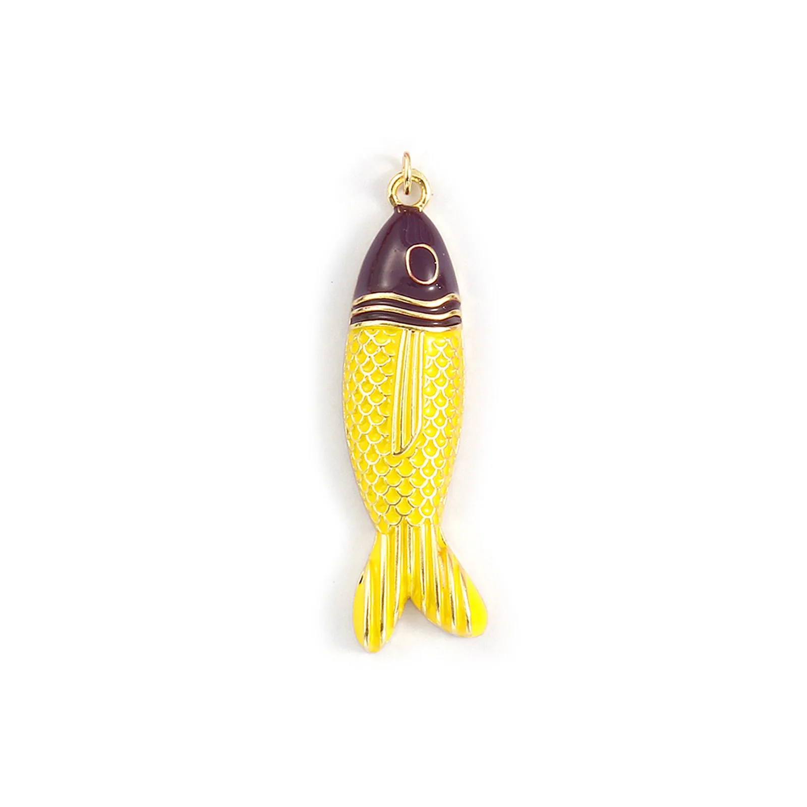 1pc Messing Charms Gold Farbe Ozean Fisch Tier Mehrfarbige Emaille Anhänger Für DIY Halskette Ohrring Schmuck Erkenntnisse 5,6 cm x 1,5 cm – Detail 6