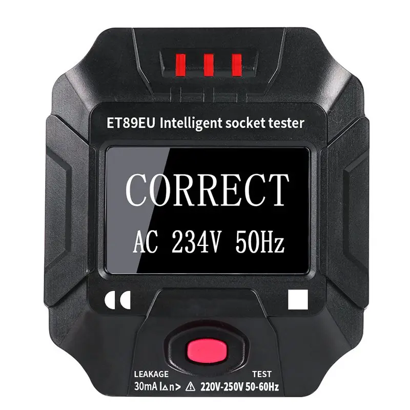 

Digital Display Socket Tester 90-120V 220V-250V US/ EU Plug- in Voltage Meter Check Detector Voltage Frequency RCD Tester