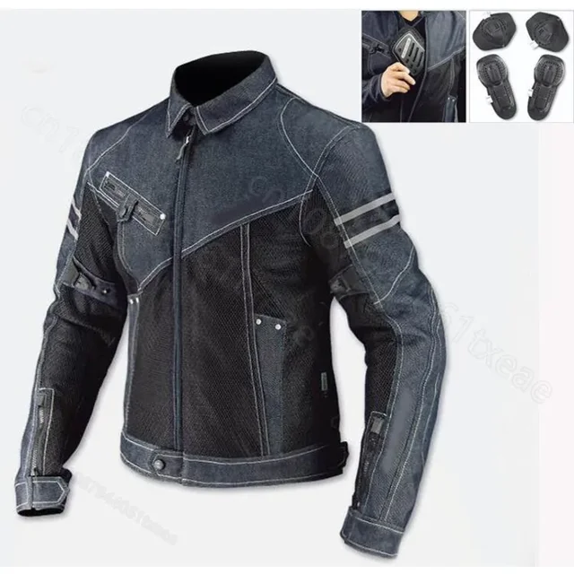 JK-006 summer leisure denim mesh coat racing motorcycle riding jacket suit men heavy motorcycle Rider with Protection